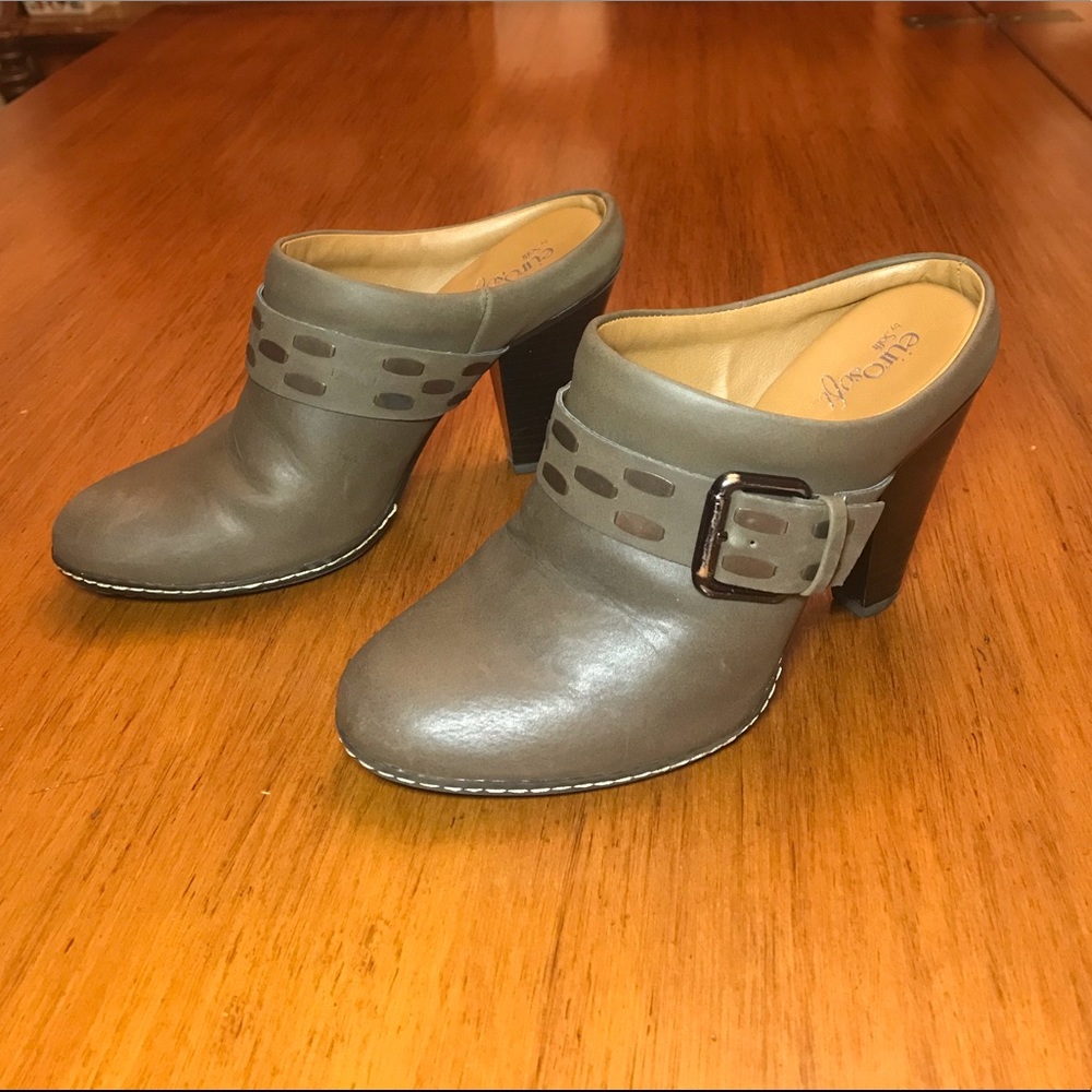 Coffee EuroSoft Heels with Buckle